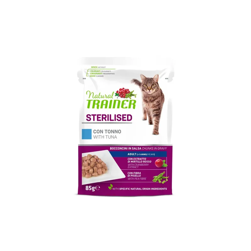 Koop Vandaag Cibo umido per gatti Natural Trainer cat sterilized tonno 85 g