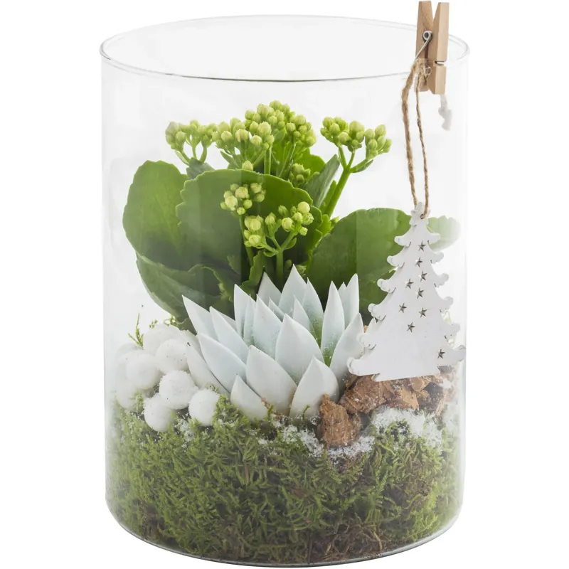Must-Have Composizione bianca in vaso cilindrico di vetro Ø cm 15