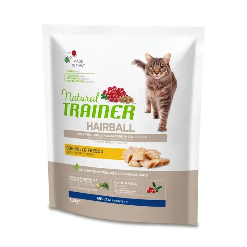 Cibo secco per gatti Natural Trainer hairball pollo 300 g Seizoensaanbieding