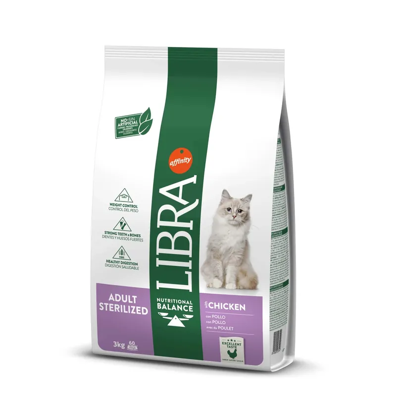 Beperkt Aanbod Cibo secco per gatti Libra cat sterilized adulto pollo 1,5 kg
