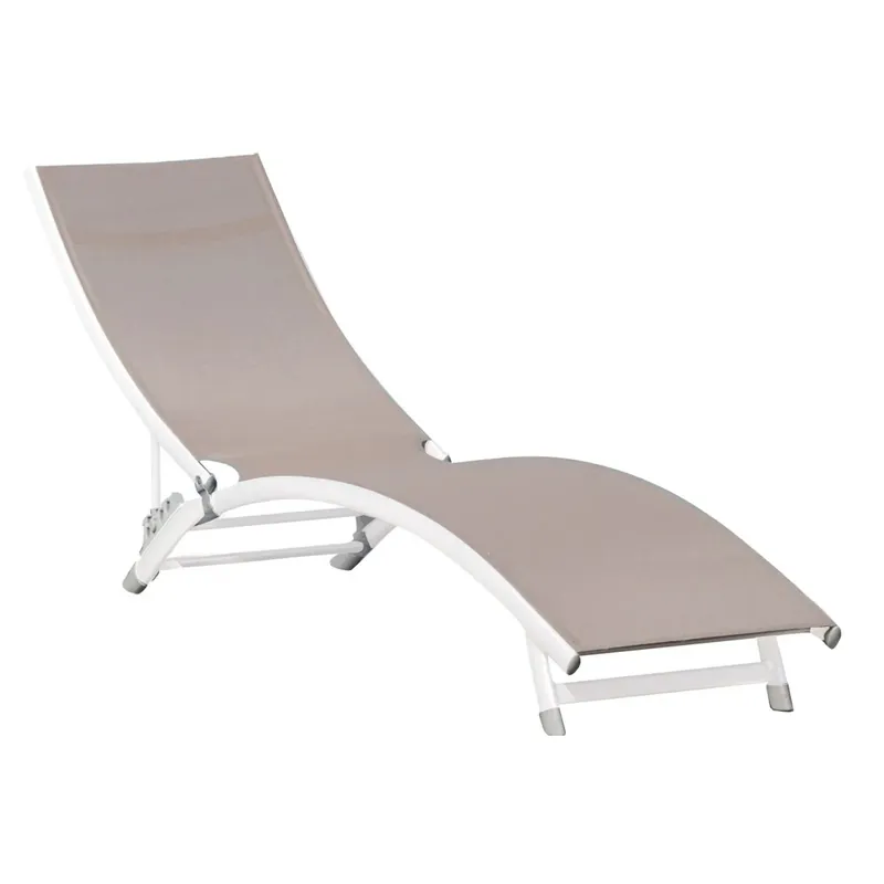 Lettino prendisole reclinabile Onda in alluminio e Textilen tortora Speciale Aanbieding