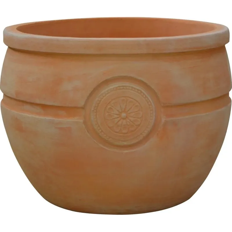 Vaso in terracotta con decoro rosone 48x48x35 cm Meest Verkocht