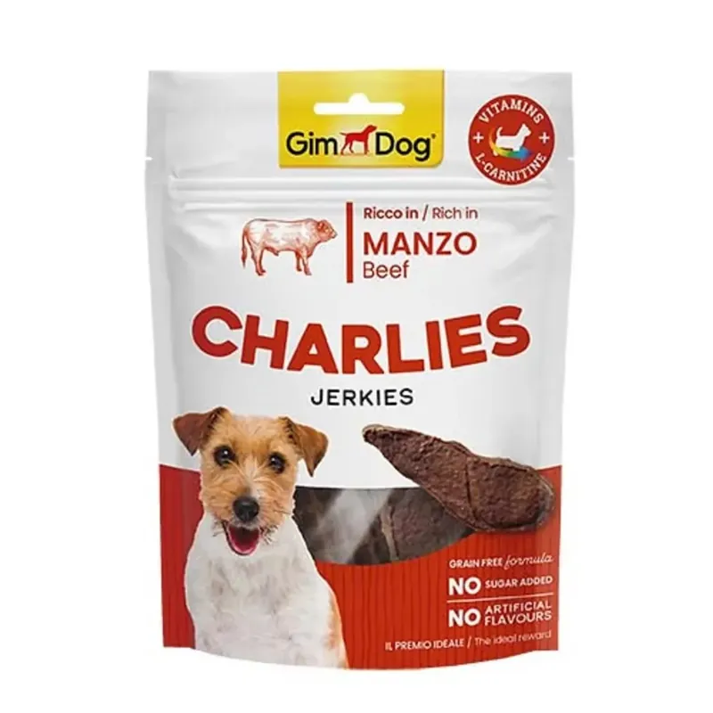 Snack per cani GimDog CHARLIES Jerkies Manzo 70 g Premium