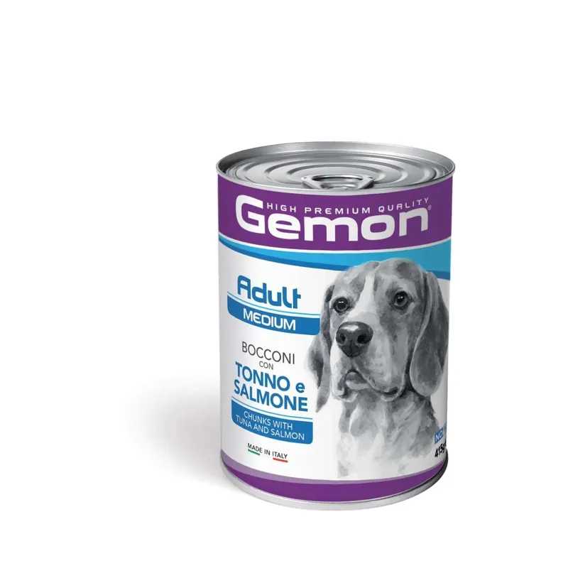Alleen Vandaag Cibo umido per cani Monge Gemon Bocconcini tonno e salmone lattina 415 g