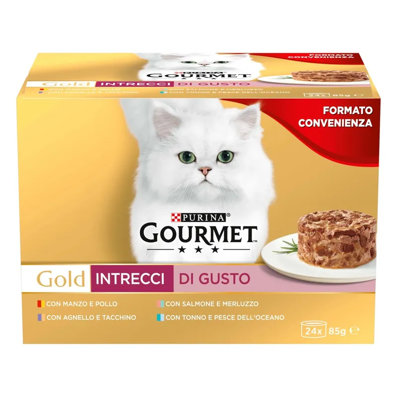 Seizoensaanbieding Cibo umido per gatti Gold Multipack Intrecci di gusto 24x85 g