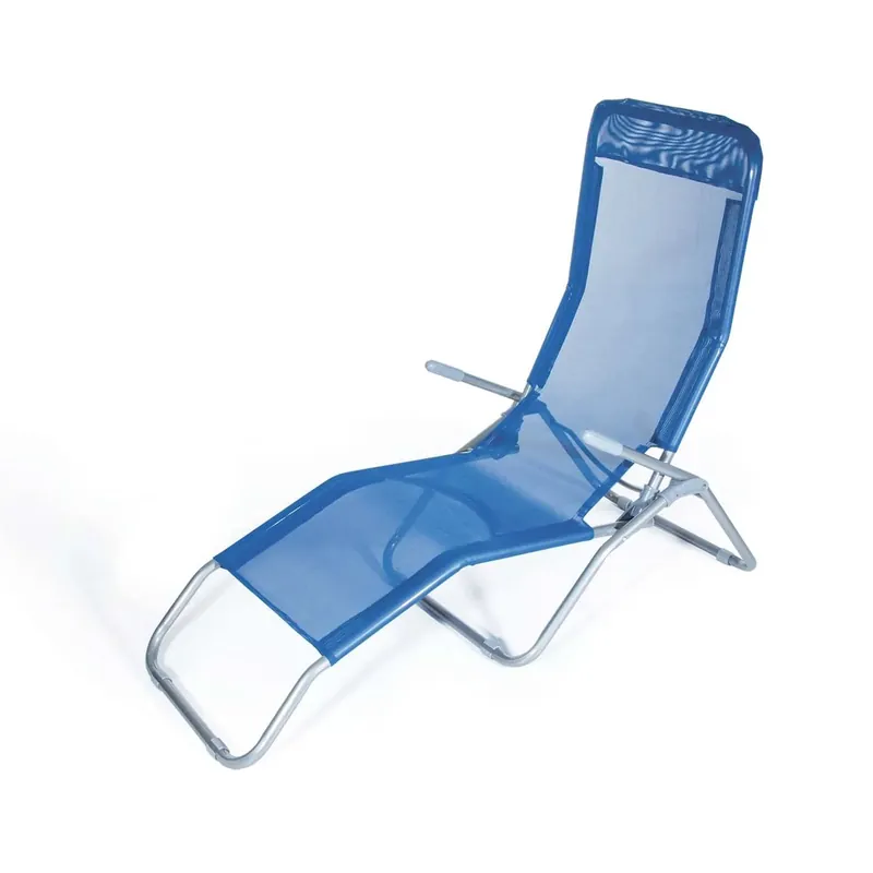 Lettino prendisole Riccione in metallo e textilene blu Direct Beschikbaar