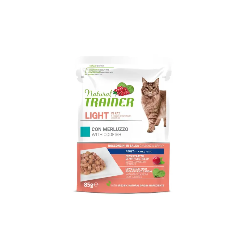 Koop Vandaag Cibo umido per gatti Natural Trainer cat ideal weight merluzzo 85 g