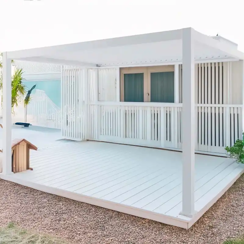 Flitsaanbieding Pergola addossata in alluminio Myara 394x296xH250 cm bianco