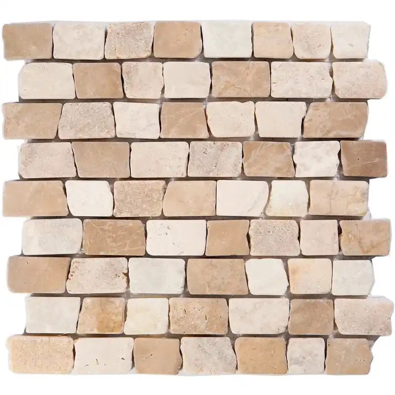 Mosaico Mattoncino cm 30x30 in pietra naturale beige Flitsaanbieding