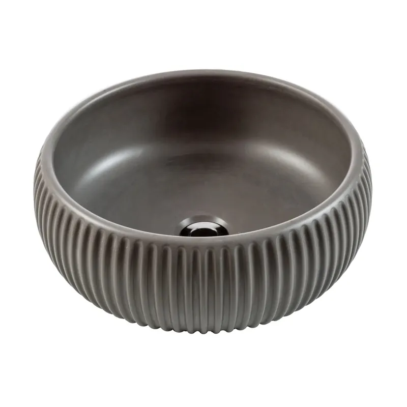 Lage Prijs Lavabo tondo da appoggio Plissè Ø 40 cm grigio cemento
