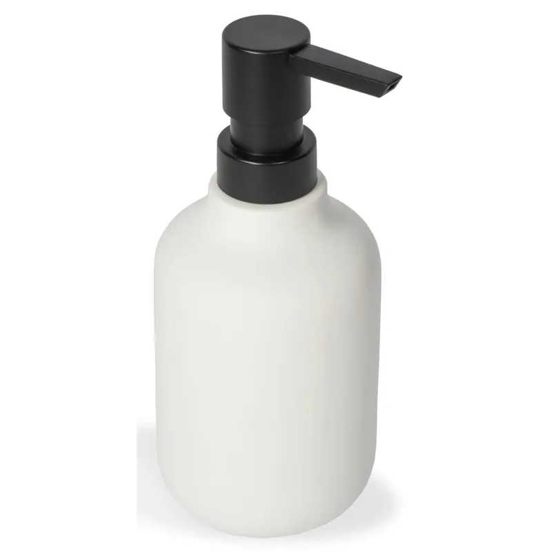 Gereduceerde Prijs Dispenser sapone Chloe` in ceramica bianca ø7,8