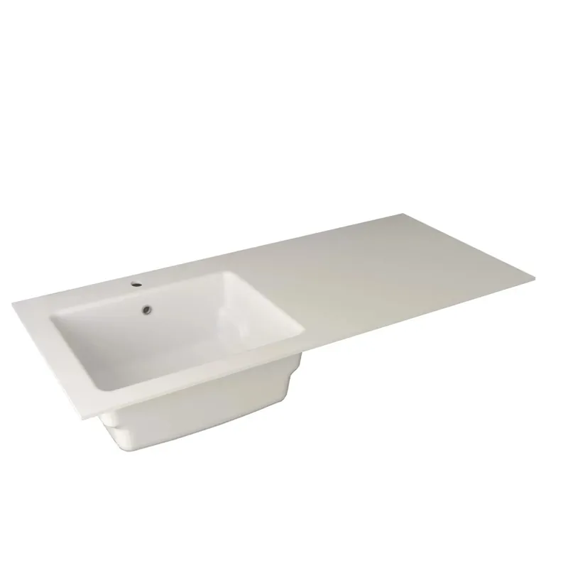 Must-Have Lavabo in solid surface 141x63,8x1 cm DX arredo lavanderia Bianco opaco