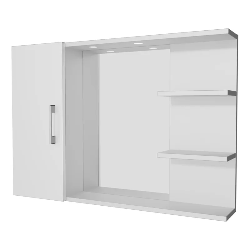Aanbieding Specchio con armadietto e mensole 83x58 cm bianco Clivia