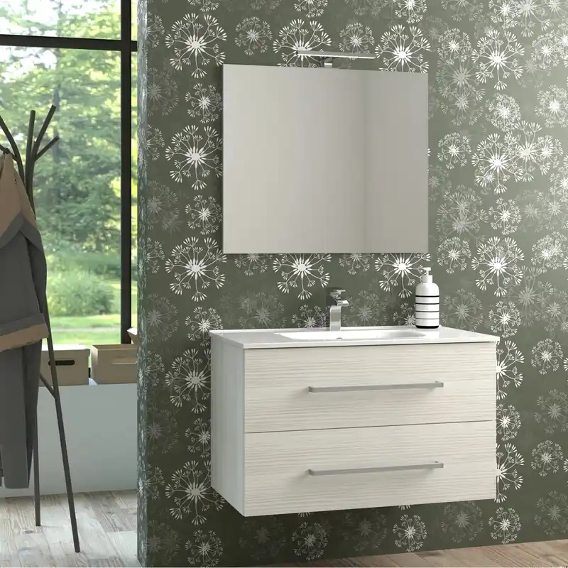 Mobile bagno base lavabo sospeso Mary 90x46 cm bianco larice Op = Op