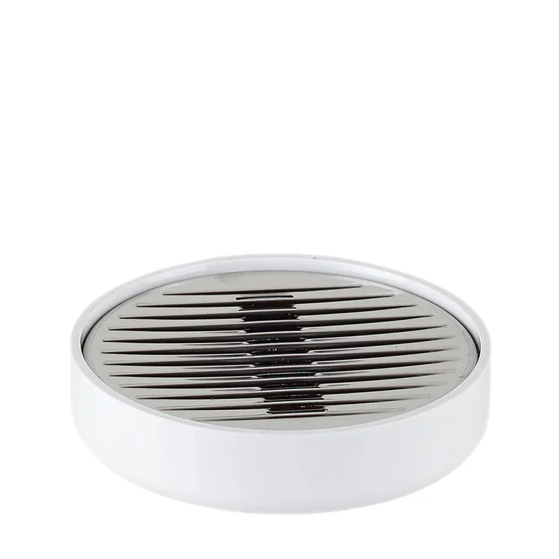 Gereduceerde Prijs Portasapone bagno Ivory tondo plastica bianco/cromo