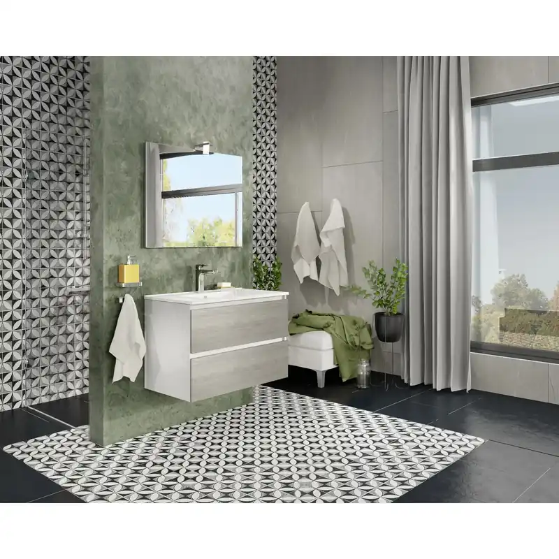 Mobile bagno base sospesa Cube 80 cm rovere grigio Weekendaanbieding