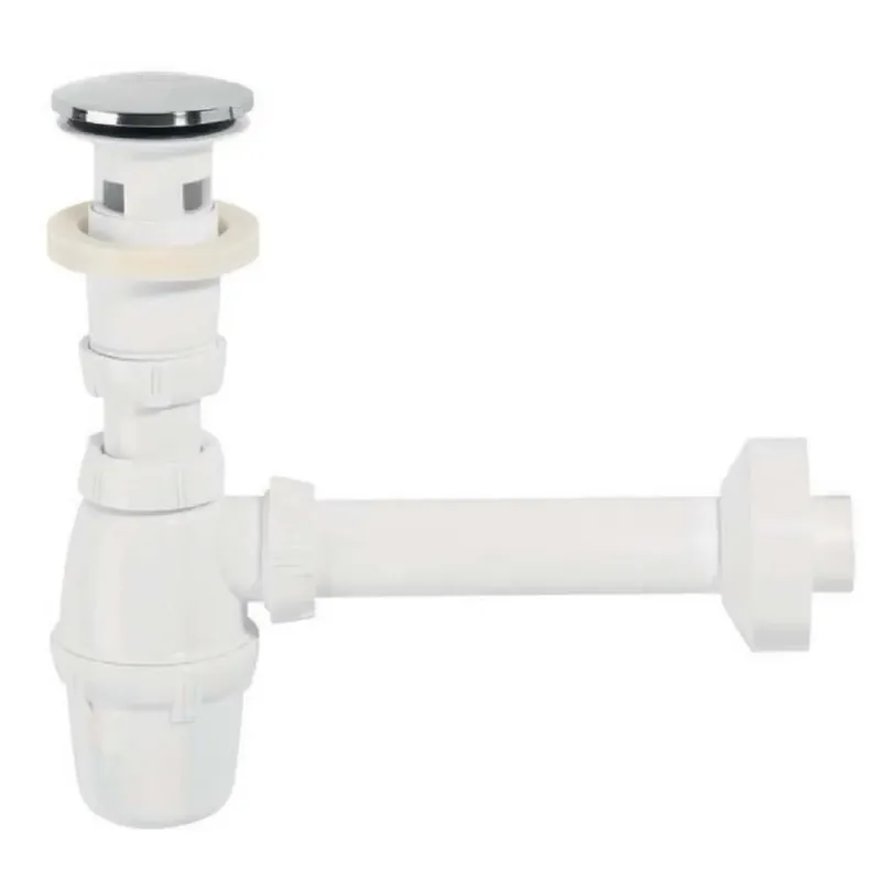 Kit sifone per lavabo con doppio tappo d 32 cm cromato e nero Rechtstreeks Van De Fabrikant