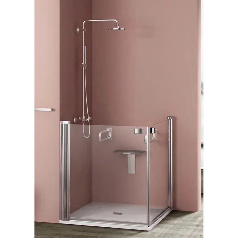 Lage Kosten Lato angolo sx doccia Compass 80 cm argento/trasparente