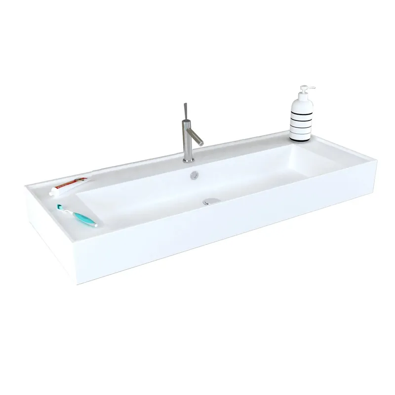 Rechtstreeks Van De Fabrikant Lavabo da incasso in mineralmarmo bianco L 120 x H 13,5 x P 46 cm