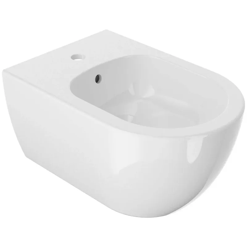 Premium Bidet sospeso Arc in ceramica bianca lucida 54x35 cm