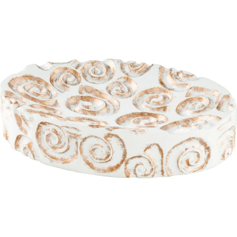 Portasapone bagno Nautilus in resina bianco oro Betaalbaar