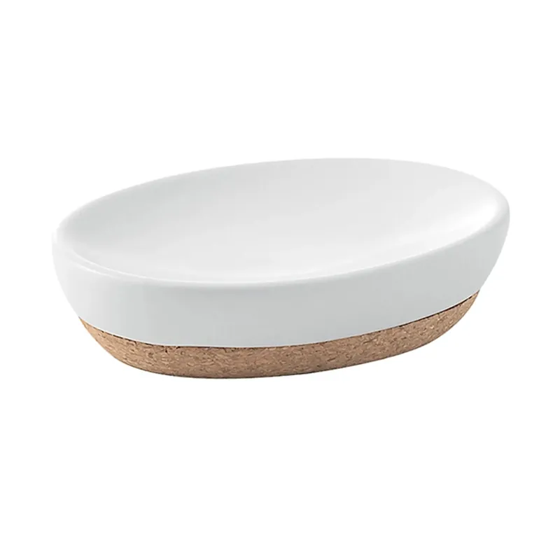 Portasapone bagno Ilary in ceramica e sughero bianco Koopje