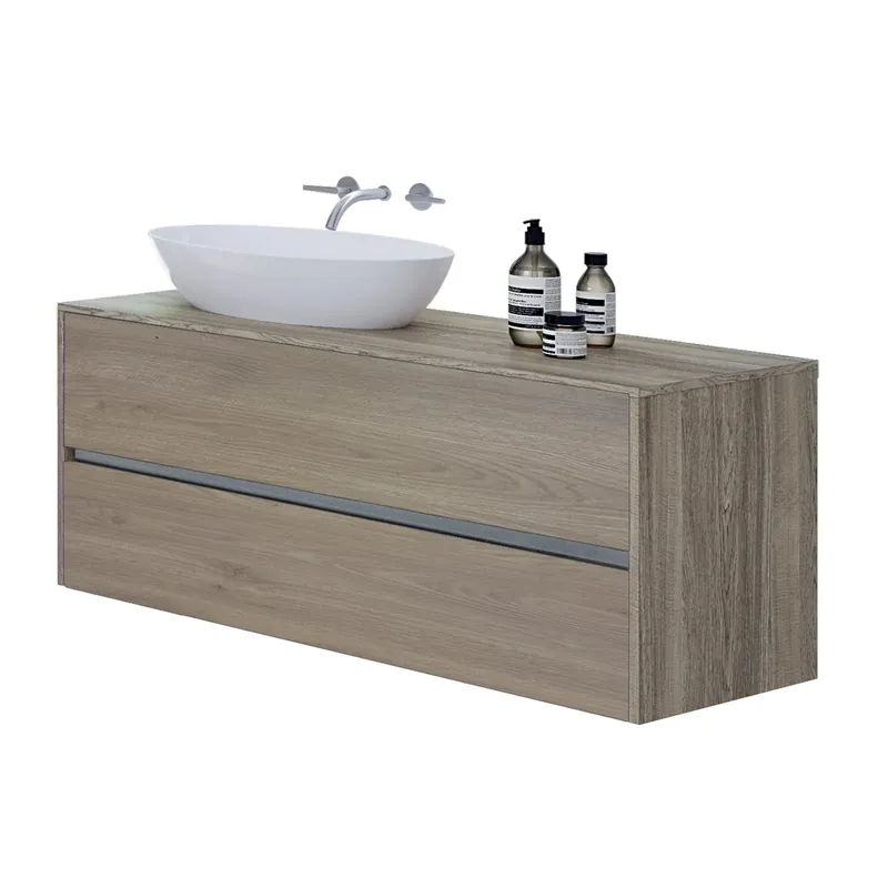 Mobile bagno base appoggio lavabo sospeso 2 cassetti H 52 cm Premium