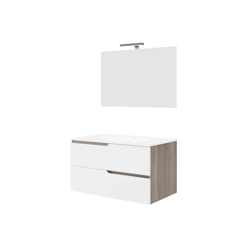 Mobile bagno sospeso con lavabo e specchio LED Porto 115x101,5x46,5 cm Korting
