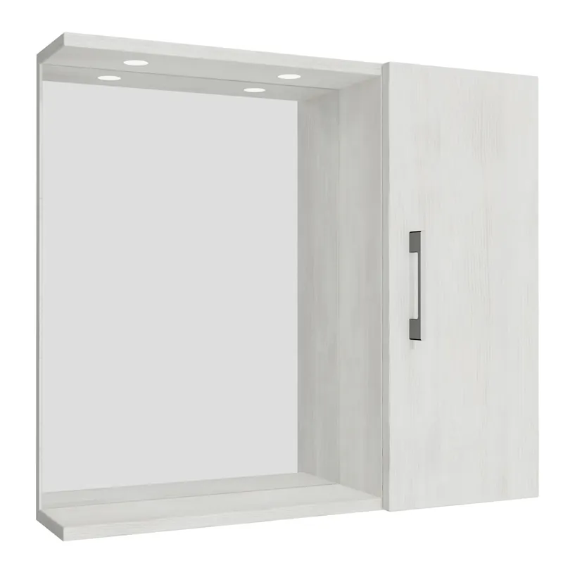Specchio con armadietto a destra 66x58 cm bianco venato Clivia Beperkte Voorraad