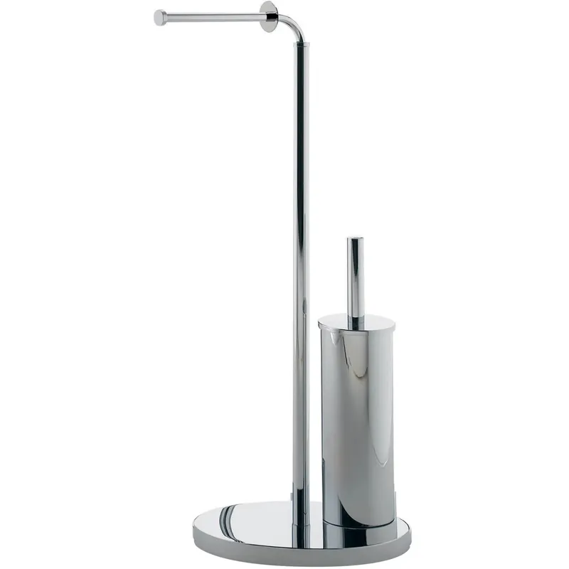 Piantana portarotolo e portascopino bagno Winny H 67 cm cromato Uitverkoop