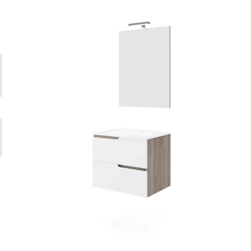 Weekendaanbieding Mobile bagno sospeso con lavabo e specchio LED Porto 61,5x135x46,5 cm