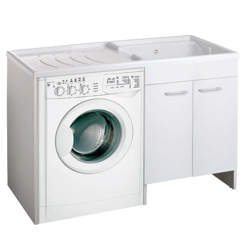 Gratis Retour Lavatoio con coprilavatrice con vasca a destra bianco 124x60 cm