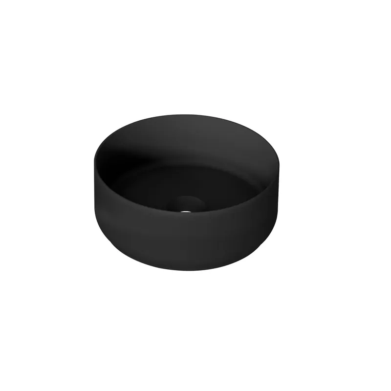 Lavabo da appoggio rotondo in ceramica 36x12x36 cm Nero opaco Korting