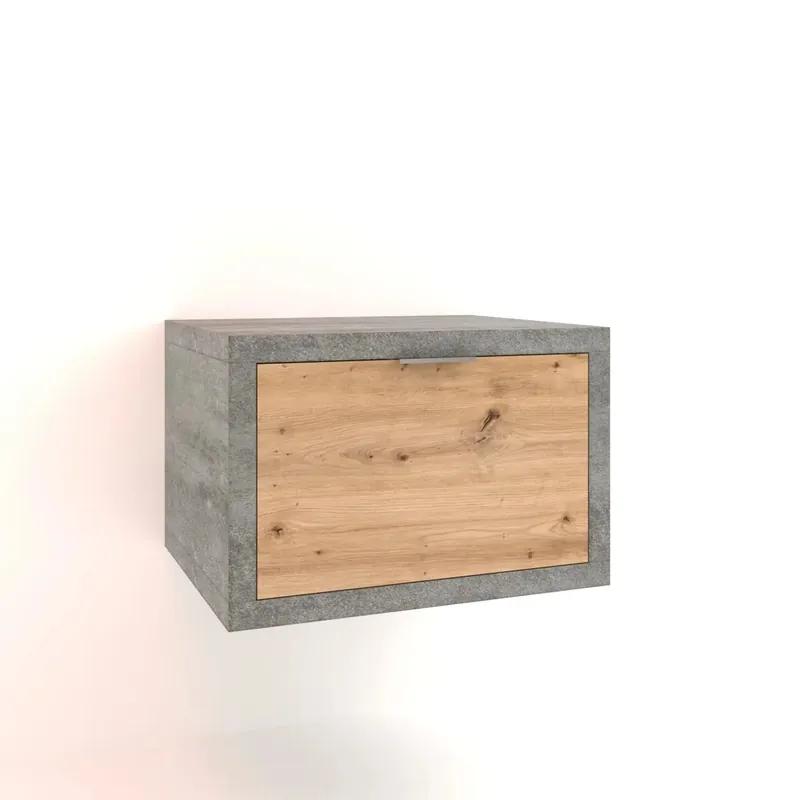 Beperkte Voorraad Mobile bagno base lavabo sospeso 60 cm cemento/rovere nodato