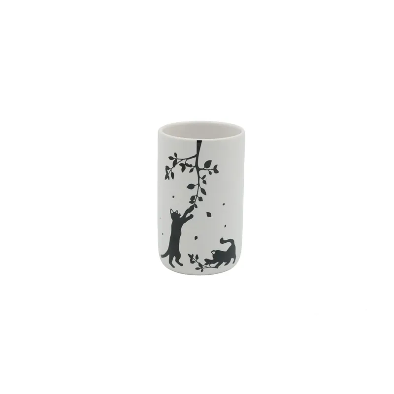 Goedkoop Portaspazzolini Cats in ceramica bianco