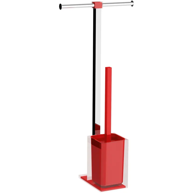 Piantana portarotolo e portascopino bagno Rainbow H 58,8 cm rosso Gratis Retour