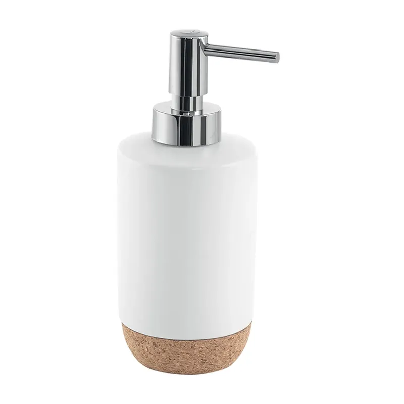 Betrouwbaar Dispenser sapone Ilary in ceramica e sughero bianco