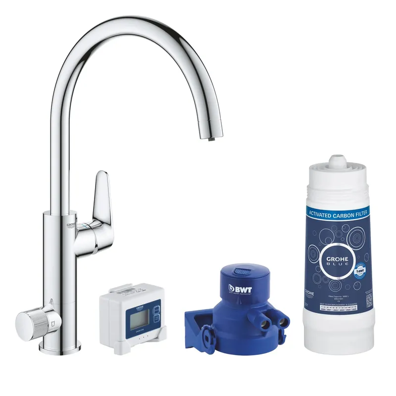Gecertificeerd Rubinetto cucina monocomando Grohe Blue Pure BauCurve starter kit cromo