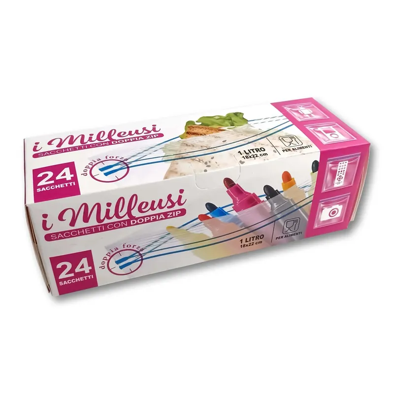 Sacchetti milleusi piccoli 18x22 cm 1 litro 24 pz colori assortiti Populair