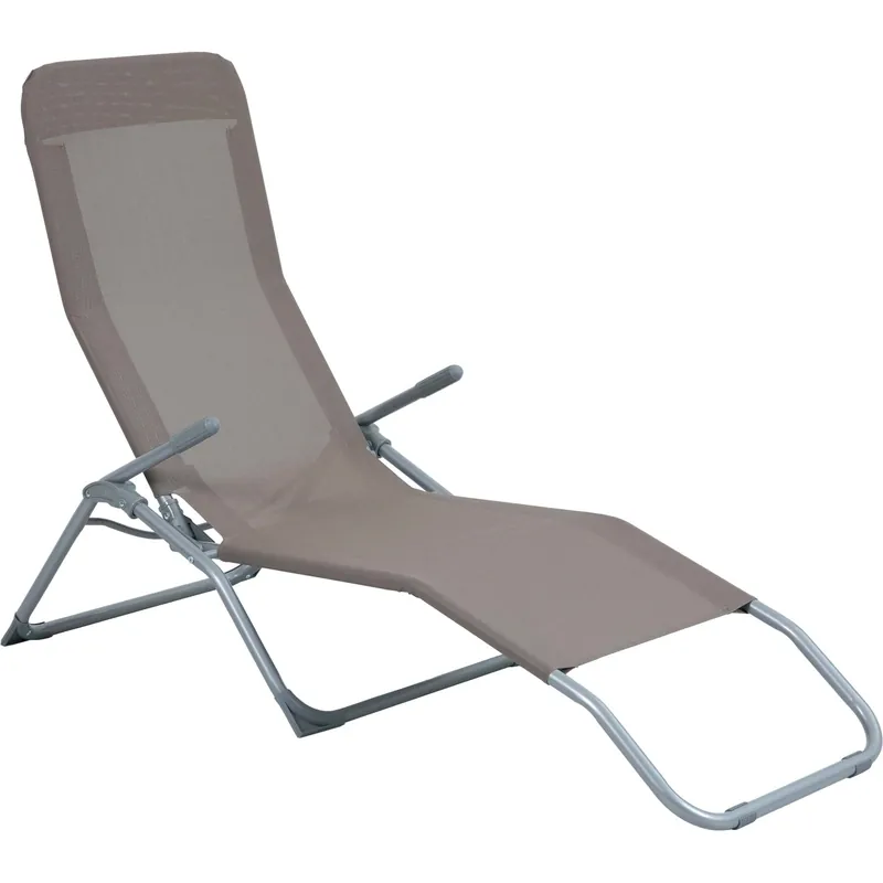 Sedia a sdraio reclinabile con braccioli Pando Lazy taupe Uitverkoop
