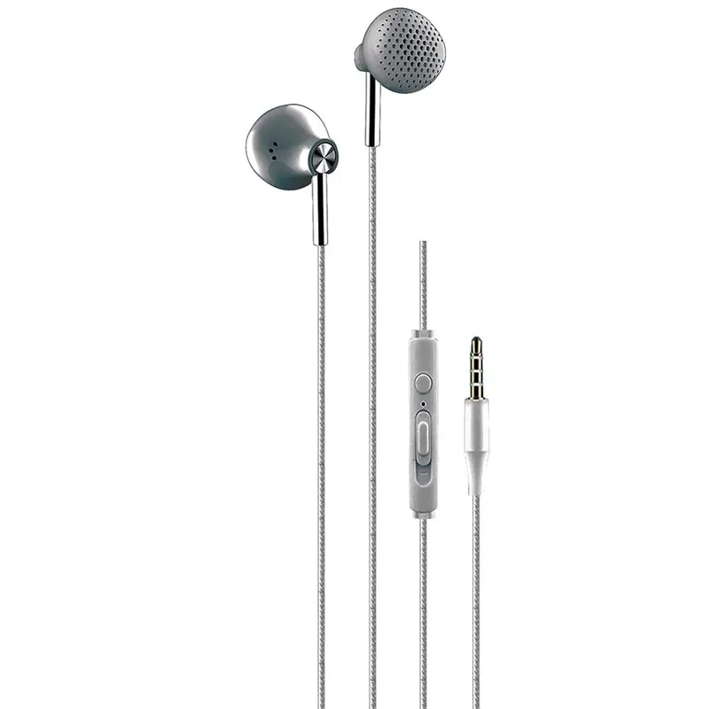 Cuffiette stereo Grigio con microfono controller e connettore jack 3.5 pollici Exclusieve Aanbieding