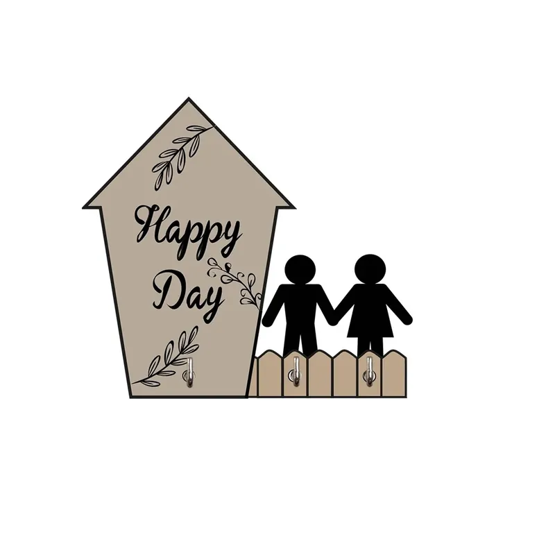 Koop Vandaag Gancio adesivo in mdf con frase "happy day" 10 x 11 x 0,6 cm
