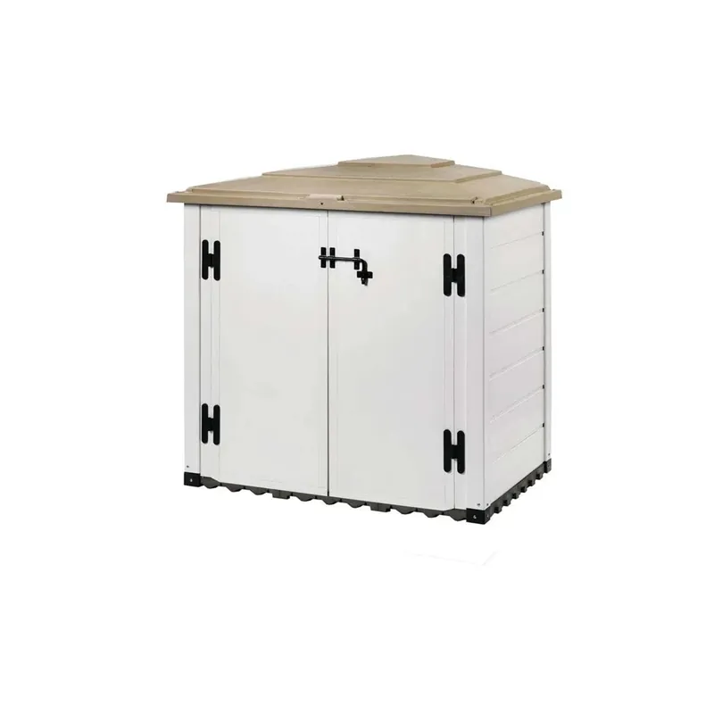Box da giardino in PVC porta bidoni EVO 100 bianco/tortora 131x88x133 cm Gecertificeerd