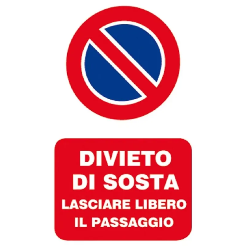 Aanbieding EcoTarga "Divieto di sosta lasciare libero il passaggio" 20 x 30 cm