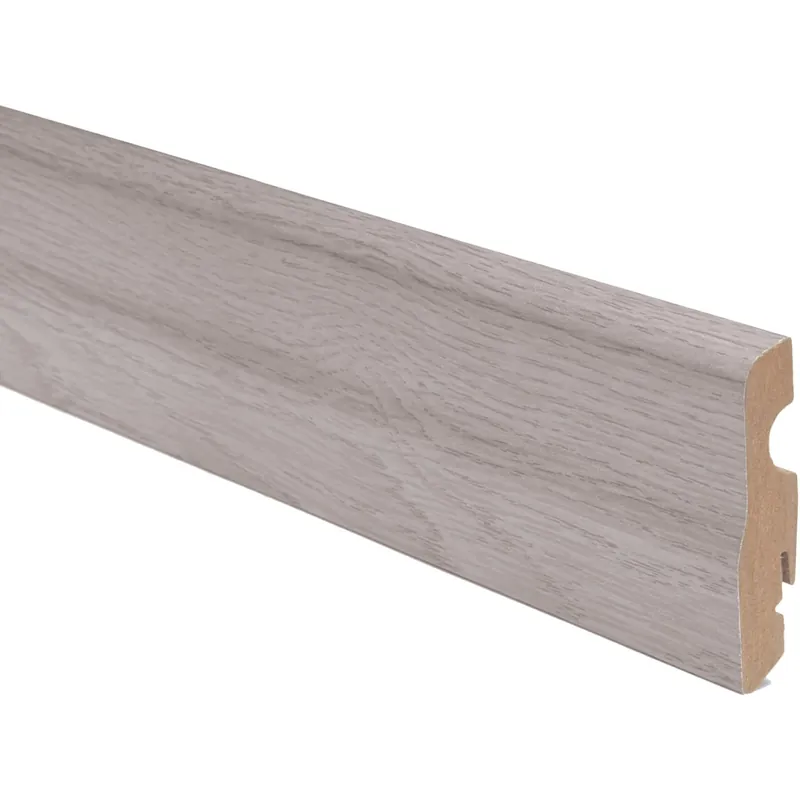 Speciale Aanbieding Battiscopa in MDF con passacavo rivestito rovere grigio H 7 cm
