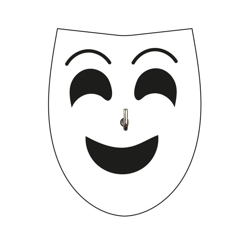 Gancio adesivo in mdf maschera bianca 8 x 6,5 x 0,6 cm Bestel Nu