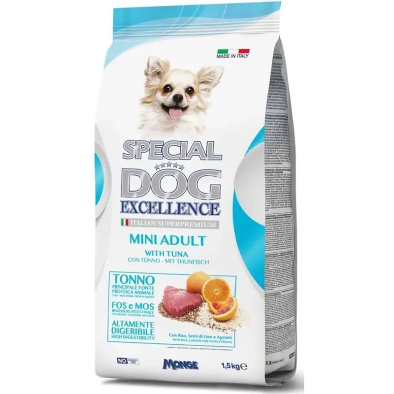Lage Prijs Cibo secco per cani Monge Special Dog Excellence Mini Adult Tonno 1,5 kg