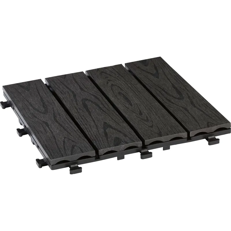 Piastrella da esterno a clic in WPC effetto legno antracite 30x30 cm 6 pz Hete Deal