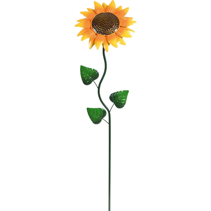 Snelle Levering Decorazione giardino asta con girasole in metallo 22x10x100 cm arancione