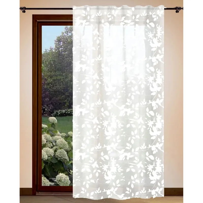Tenda arredo Kyoto stampa floreale L 150 x H 300 cm bianco Korting